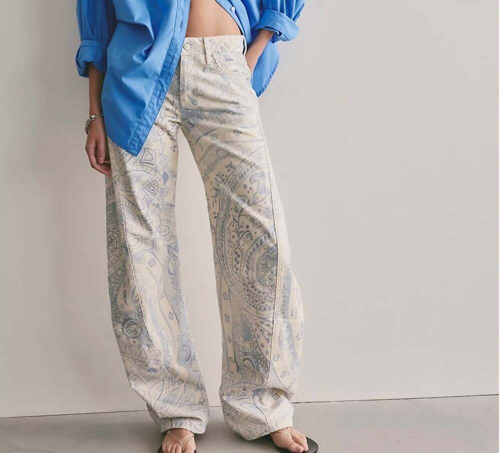 Free People Fable Printed Twisted Jeans size 24